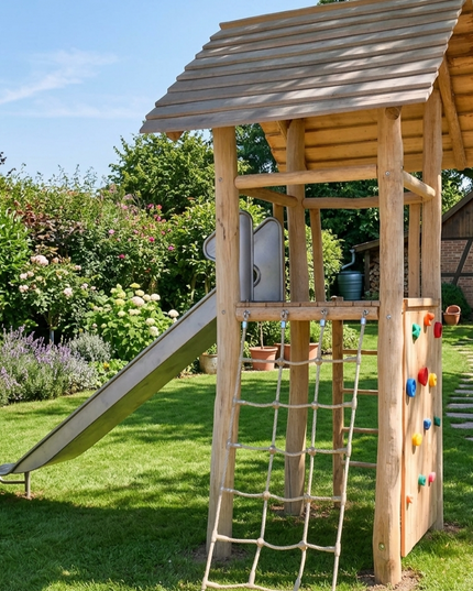 Spielturm in einem Garten