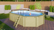 Karibu Pool Modell 4 in einer Gartenszene mit Poolbereich