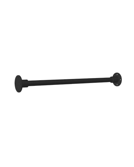 Kurze schwarze Fitnessstange für den Aufbau des Outdoor Fitness Trainingsgestells mit schwarzen Beschlägen.