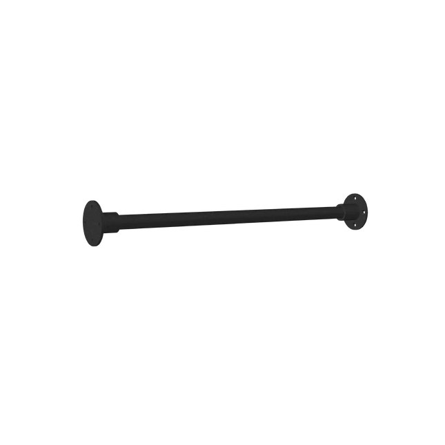 Kurze schwarze Fitnessstange für den Aufbau des Outdoor Fitness Trainingsgestells mit schwarzen Beschlägen.