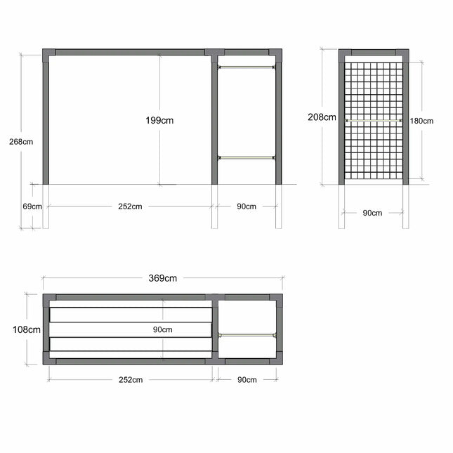 Masse Daylife Trockengestell mit Fitnessmodul und Spalier - Modell 2