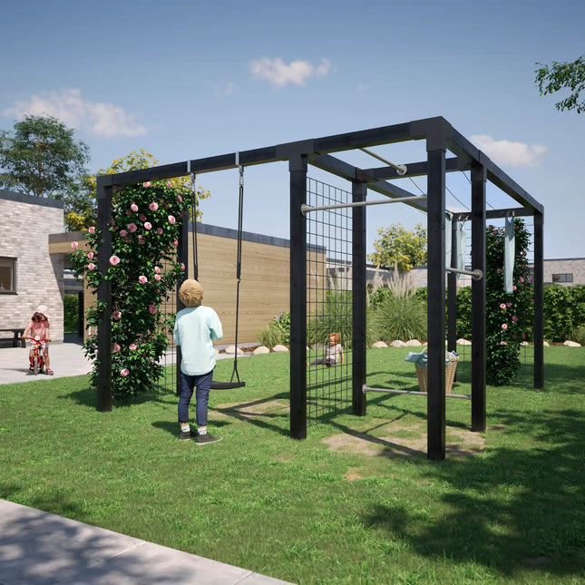 Daylife Trockengestell mit Fitnessmodul, Schaukel und Spalier - Modell 3 in einem Garten