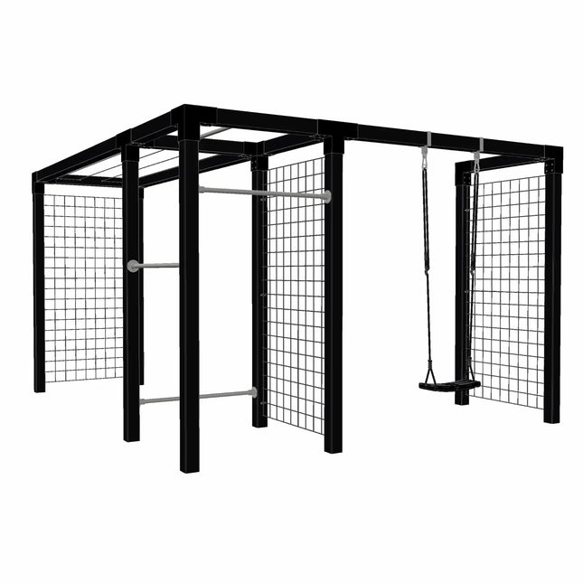 Freigestelltes Daylife Trockengestell mit Fitnessmodul, Schaukel und Spalier - Modell 3