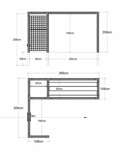 Masse Daylife Trockengestell mit Fitnessmodul, Schaukel und Spalier - Modell 3