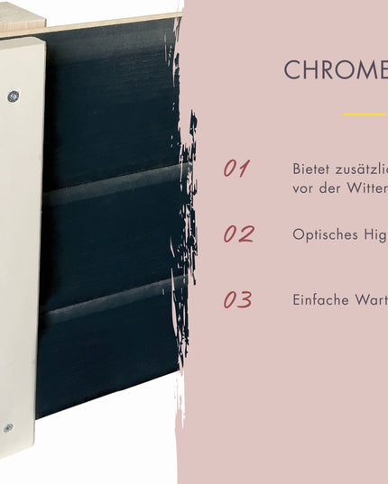 Weitere Detailansicht der wetterfesten Chromeline-Eckverbindung
