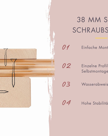 Steck-Schraubsystem der Wandbohlen im Konstruktionsdetail