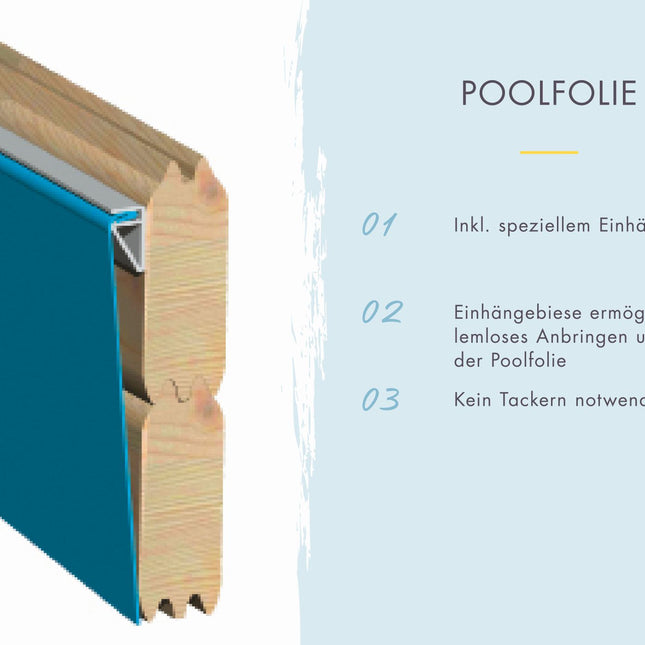 Karibu Pool Modell 2 – Detailansicht Eckverbindung der Holzbohlen