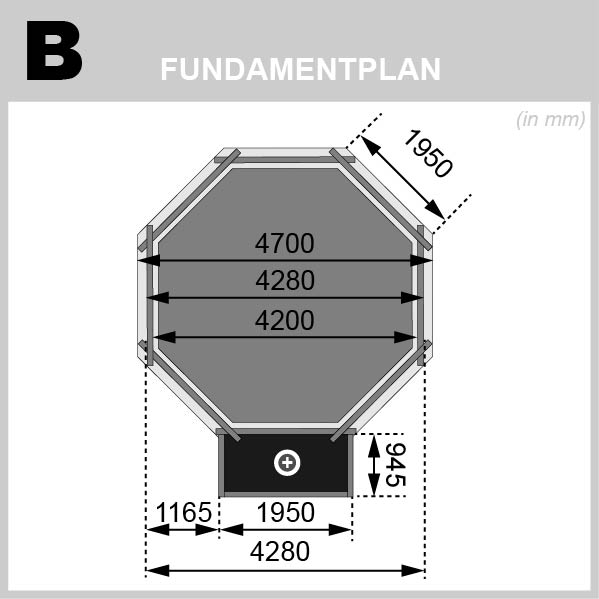 Karibu Pool Modell 2 – technische Zeichnung mit Maßangaben 