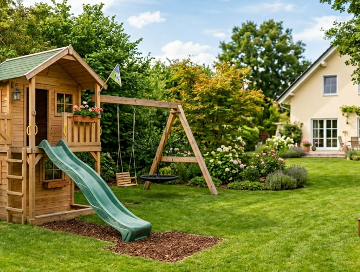 <h2>Raus in den Garten. Rein ins Abenteuer.</h2><h4>Schaffe einen Ort, an dem Kinder spielen, entdecken und wachsen.</h4>