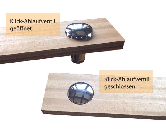 Klick-Ablaufventil für Holzbadewanne