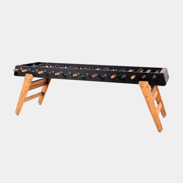 Schwarzer RS Max Tischkicker mit 276 cm Länge und Beinen aus Iroko-Holz