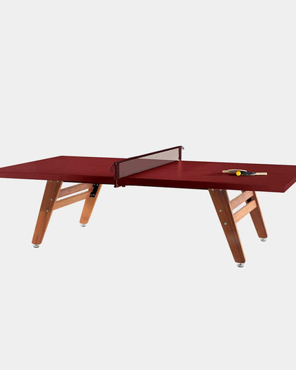 RS Stationary Tischtennisplatte in Bordeaux mit Holzbeinen