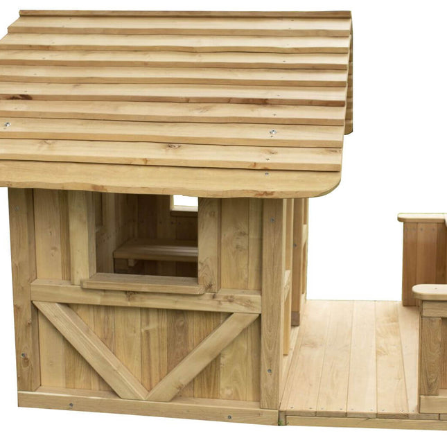 Spielhaus Robinchen – mit Terrasse
Seitenansicht auf weissem Hintergrund