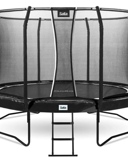 Salta First Class Trampolin ⌀ 427 cm, Gesamtansicht mit Sicherheitsnetz und Schutzrand