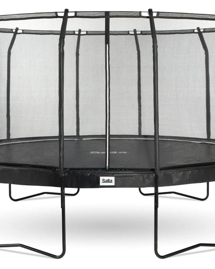 Salta Premium Black Edition von der Seite, schwarzer Stahlrahmen und Schutzrand