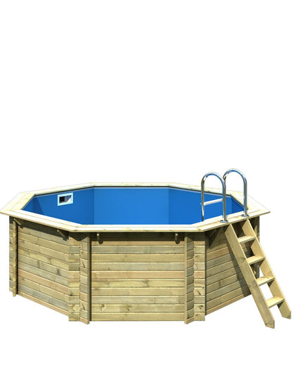 Karibu Pool Modell 1 mit Holzverkleidung und Einstiegsleiter