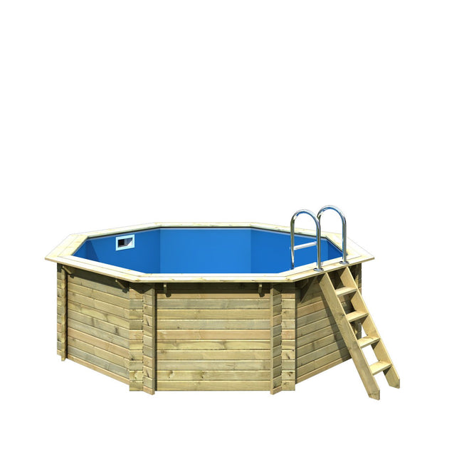 Karibu Pool Modell 1 mit Holzverkleidung und Einstiegsleiter