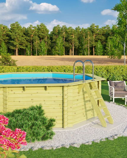 Karibu Pool Modell 2 aus Holz mit blauer Poolfolie