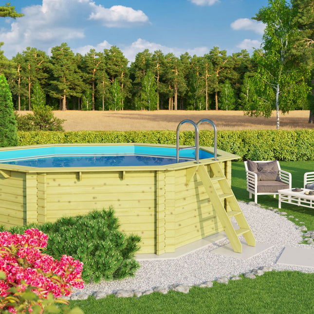 Karibu Pool Modell 2 aus Holz mit blauer Poolfolie