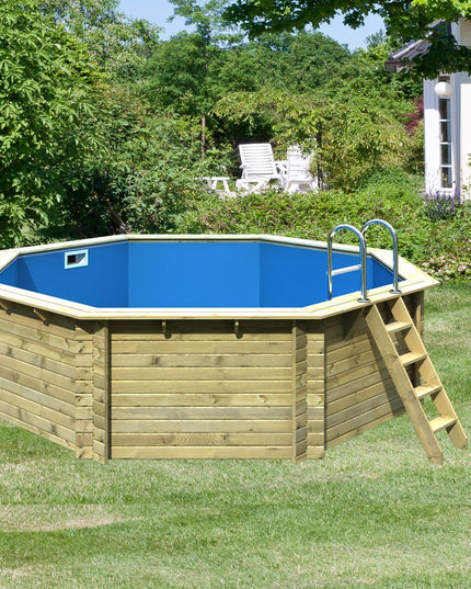 Karibu Pool Modell 2 Außenansicht mit Holzrand