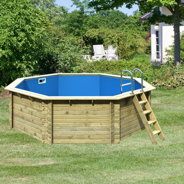Karibu Pool Modell 2 Außenansicht mit Holzrand