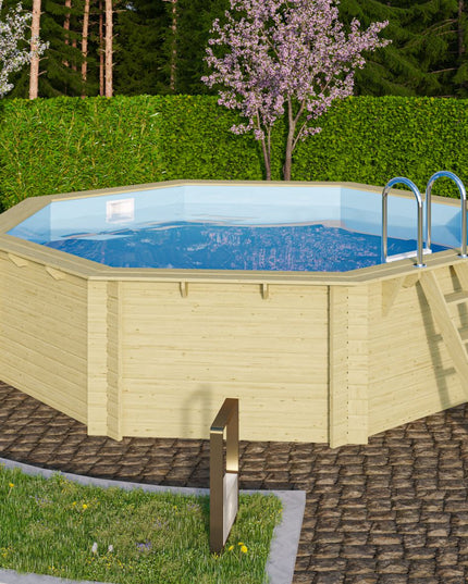 Karibu Pool Modell 2 mit Holzdeck im Garten