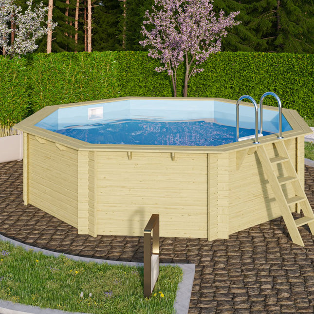 Karibu Pool Modell 2 mit Holzdeck im Garten