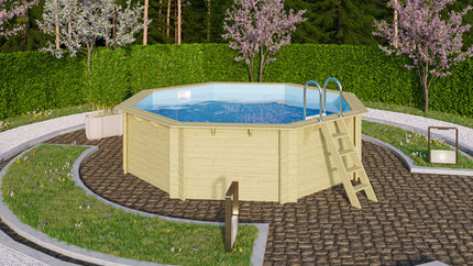 Karibu Pool Modell 2 mit Holzdeck im Garten
