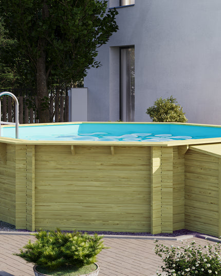 Karibu Pool Modell 2 Produktansicht mit Holzverkleidung