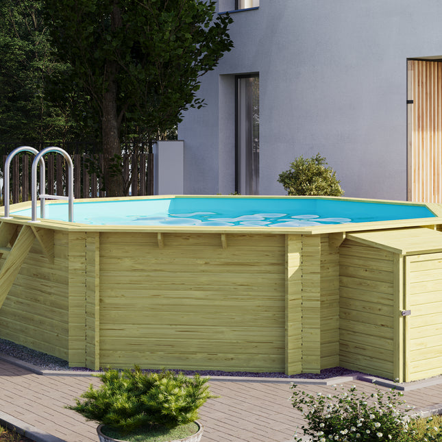 Karibu Pool Modell 2 Produktansicht mit Holzverkleidung