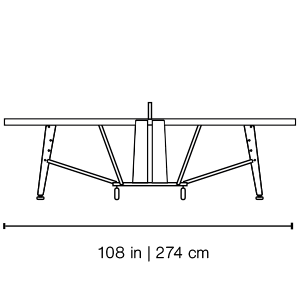 Maßzeichnung der zusammengeklappten RS Folding Tischtennisplatte mit 71 cm Breite und 162,5 cm Höhe