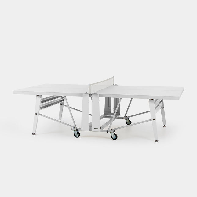 Weiße klappbare Tischtennisplatte RS Folding Monochrome mit Netz
