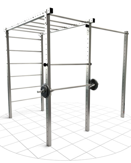 TOLYMP Cross Basic aus Edelstahl mit zwei Klimmzugstangen, Sprossenleiter und Hangelleiter